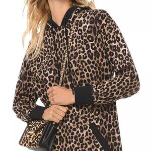 MICHAEL KORS NWT Women's Leopard Print Long Sleeve Cotton Terry Hoodie Dress Sml